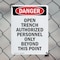 Signmission Portrait Open Trench Authorized Personnel Only Danger Sign, Plastic, 7in W x 10in L, 2PK OS-2PACK-DS-P-710-V-1909 - alternate 4